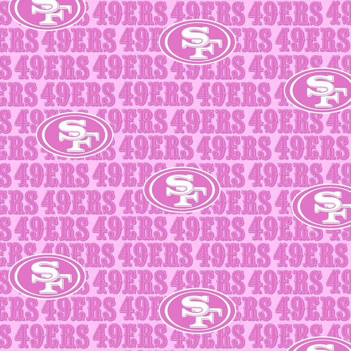 28" x 58" San Francisco 49ers Pink NFL Fabric, Licensed NFL Cotton Fabric