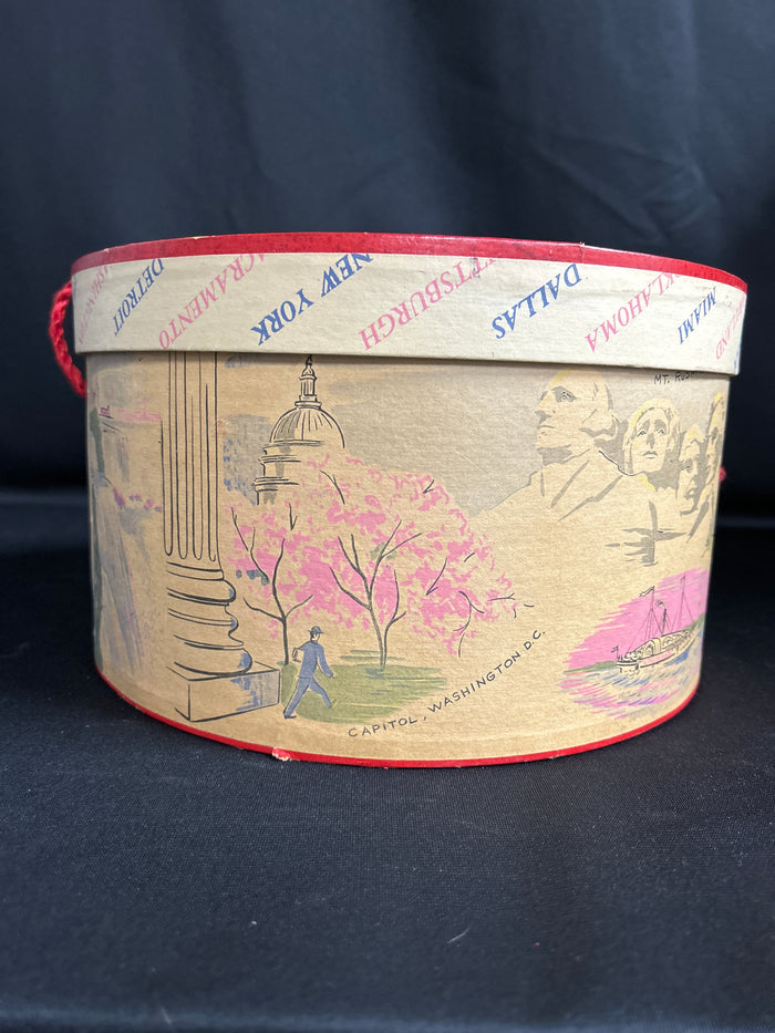 50's Cardboard Hat Box Fashion Travel Art Glamor