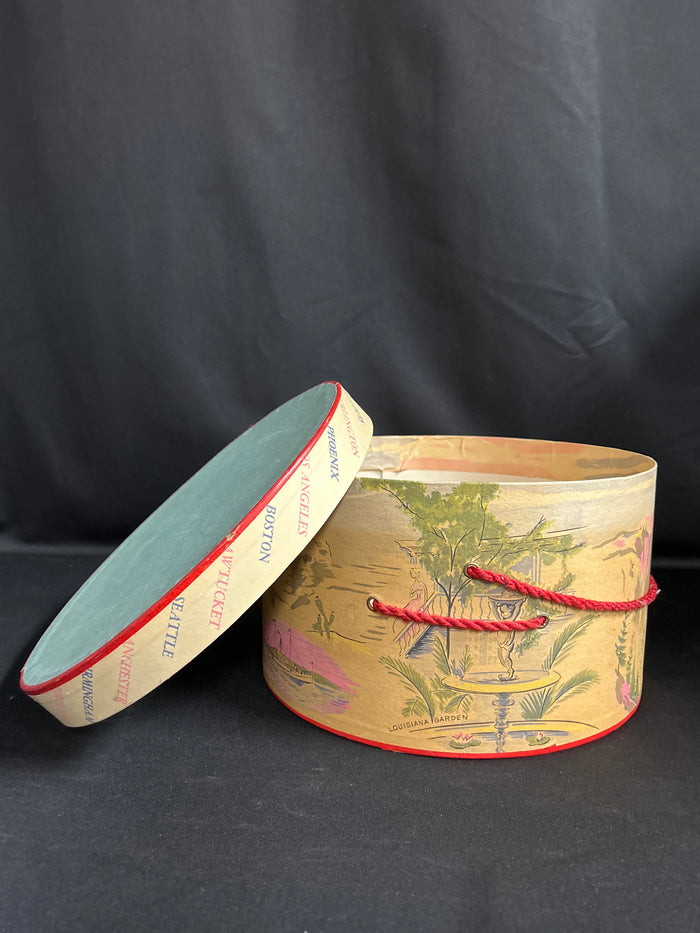 50's Cardboard Hat Box Fashion Travel Art Glamor