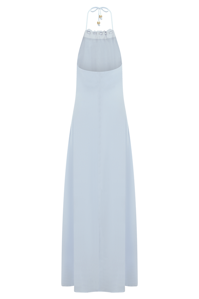 Abeda Cotton Maxi Dress With Hardware - Pale Blue