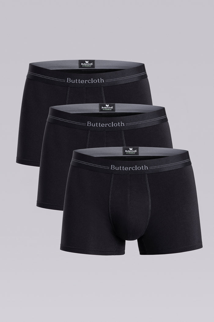 Model wearing the Airy Black Charcoal boxer briefs comfortable underwear.