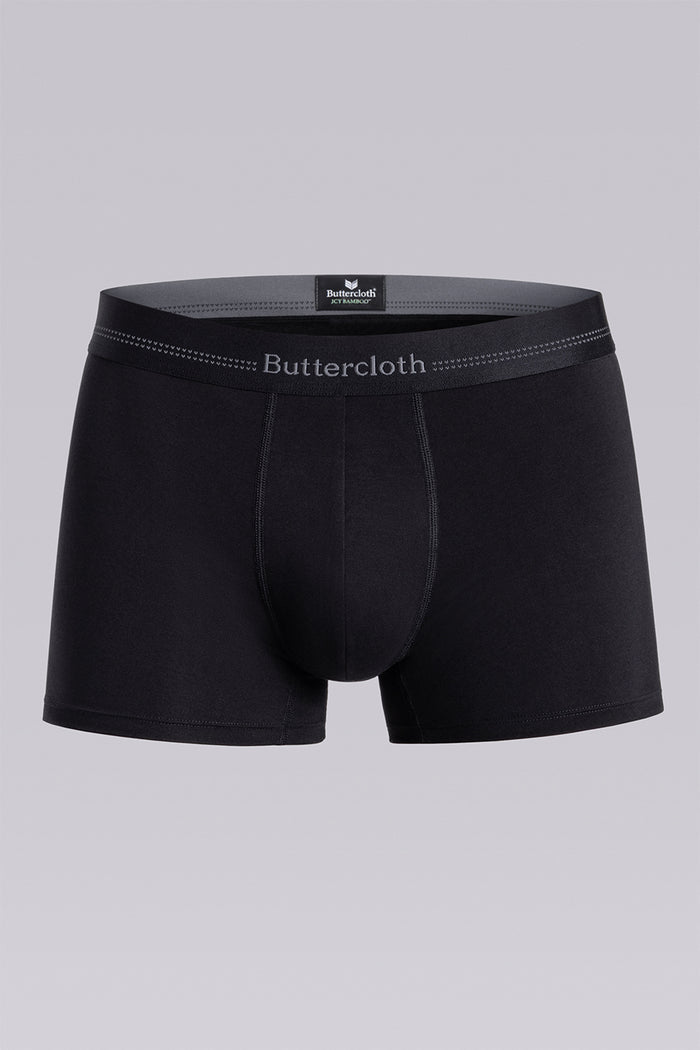 Model wearing the Airy Black Charcoal boxer briefs comfortable underwear.