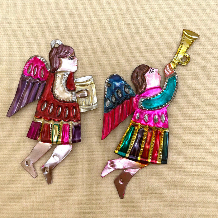 Angel Musician Tin Ornament, Mexico