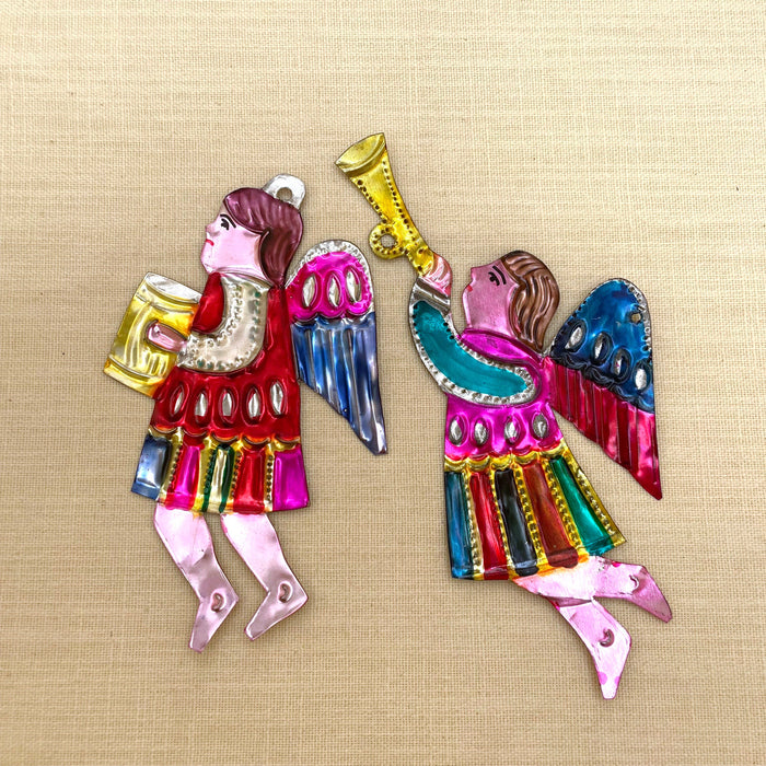 Angel Musician Tin Ornament, Mexico
