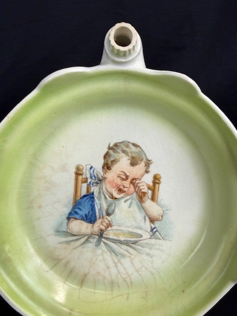 Antique Czech Ceramic Baby Warming Plate