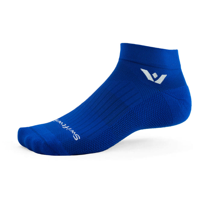 Blue ankle sock on white background
