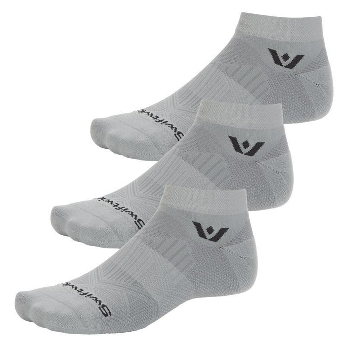 Three pairs of Aspire Ankle socks in pewter gray