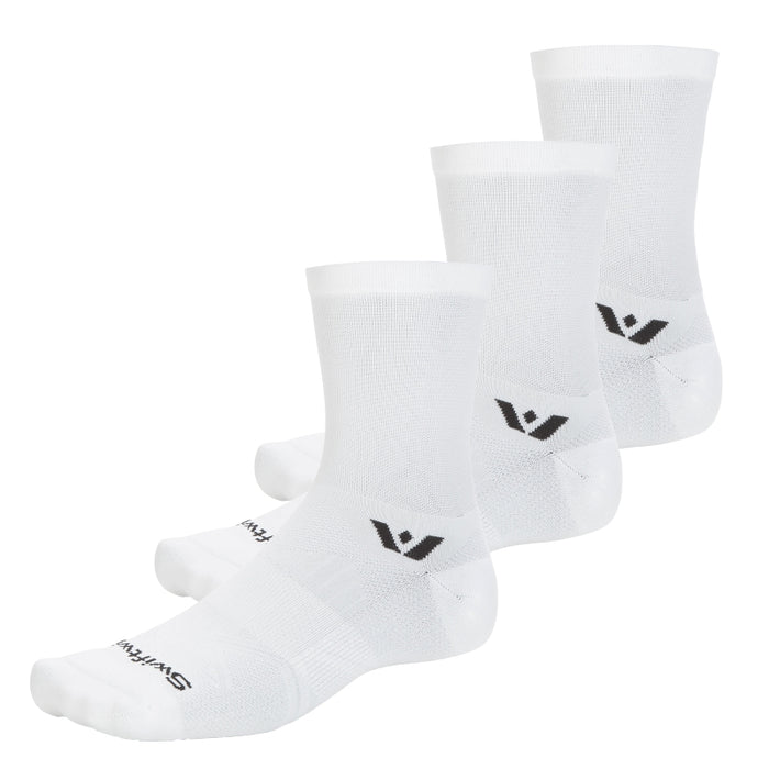 Three pairs of Aspire Mid-Crew socks in white