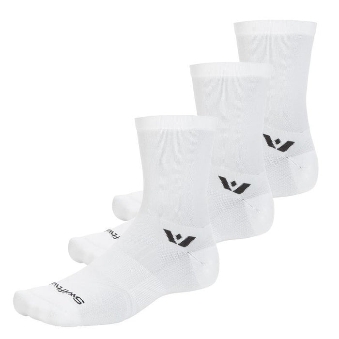 Three pairs of Aspire Mid-Crew socks in white