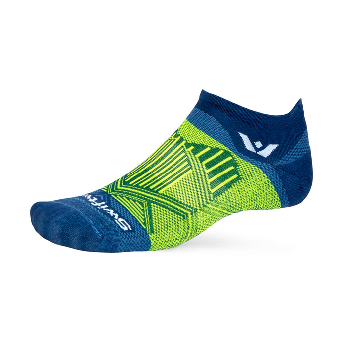 Blue and navy yellow no show sock