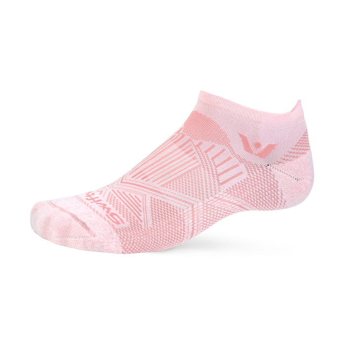Aspire No Show sock in rose pink with a geometric pattern