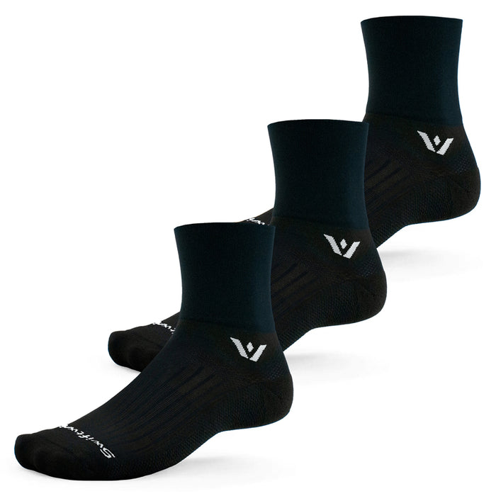 Three pairs of Aspire Quarter Crew High socks in black