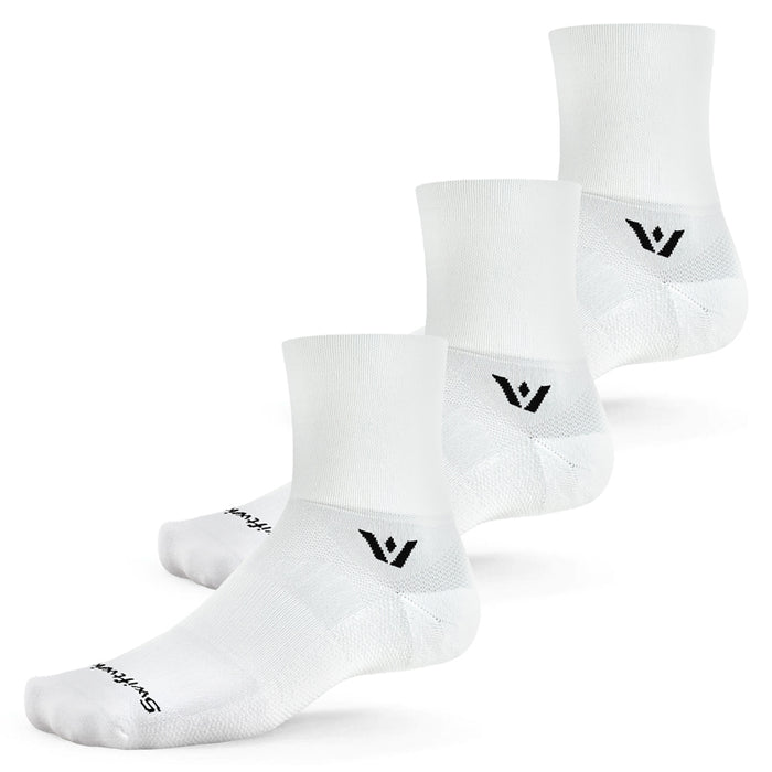 Three pairs of Aspire Quarter Crew High socks in white