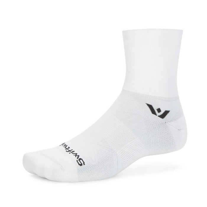 White quarter crew high sock