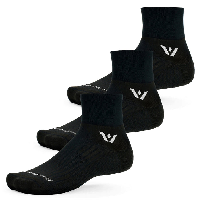 Three pairs of Aspire Quarter Crew socks in black