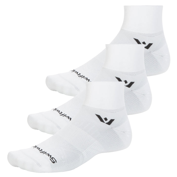 Three pairs of Aspire Quarter Crew socks in white