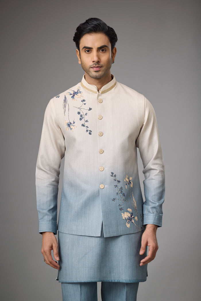 Azure Mist pastel jacket kurta set