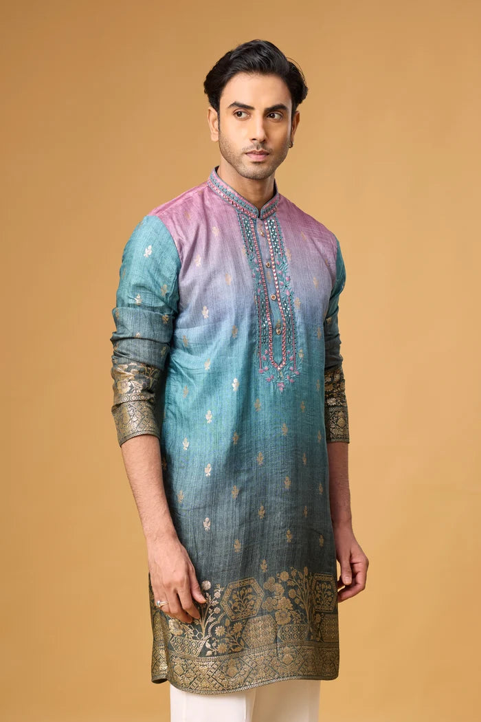 Heritage Ombre Kurta Set for Men – Front View | Mahavir NX