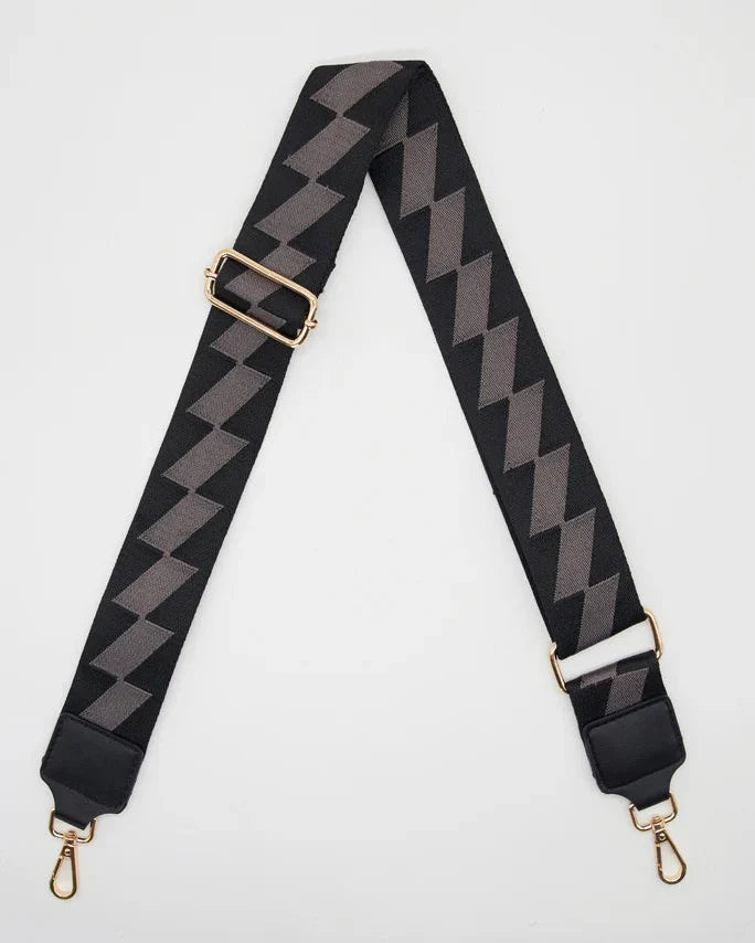Bag Strap | Black & Grey Block Pattern