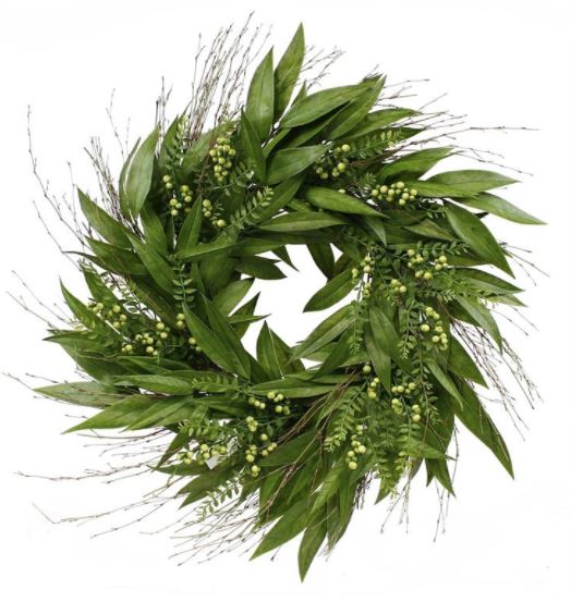 Bay Leaf Wreath for Spring and Summer Front Door Decor in 22-24" Diameter