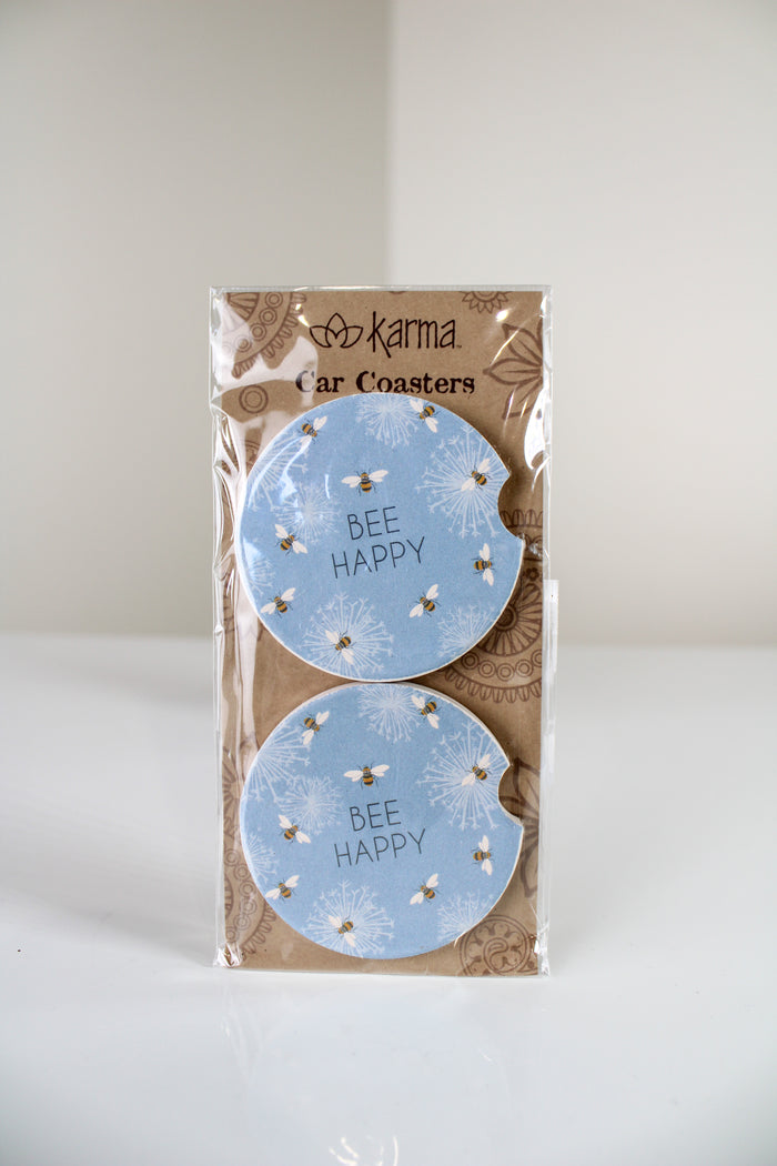 Bee Happy Car Coasters