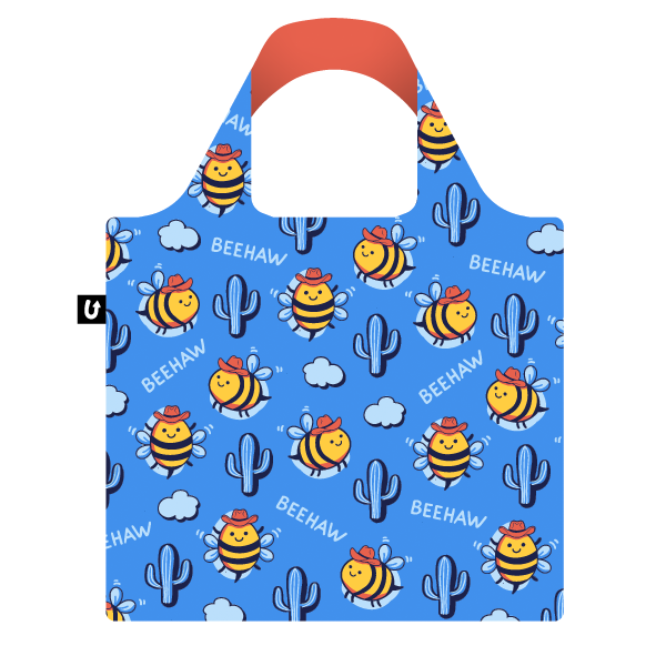 Bee Cowboy Country Bumblebee Pattern Foldable Packable Tote Bag