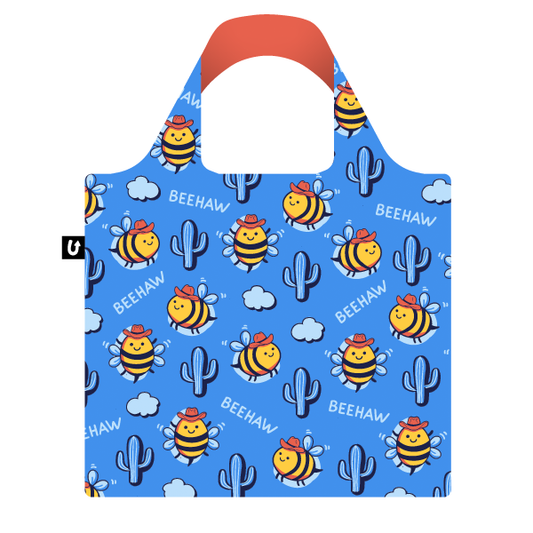 Bee Cowboy Country Bumblebee Pattern Foldable Packable Tote Bag