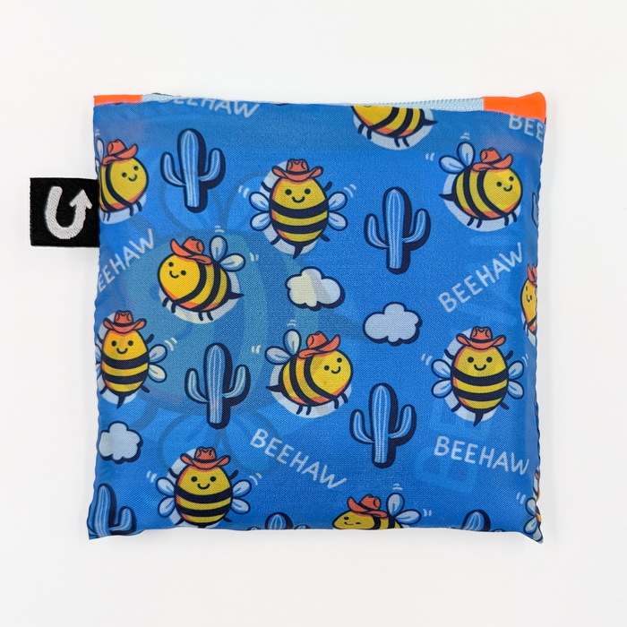Bee Cowboy Country Bumblebee Pattern Foldable Packable Tote Bag