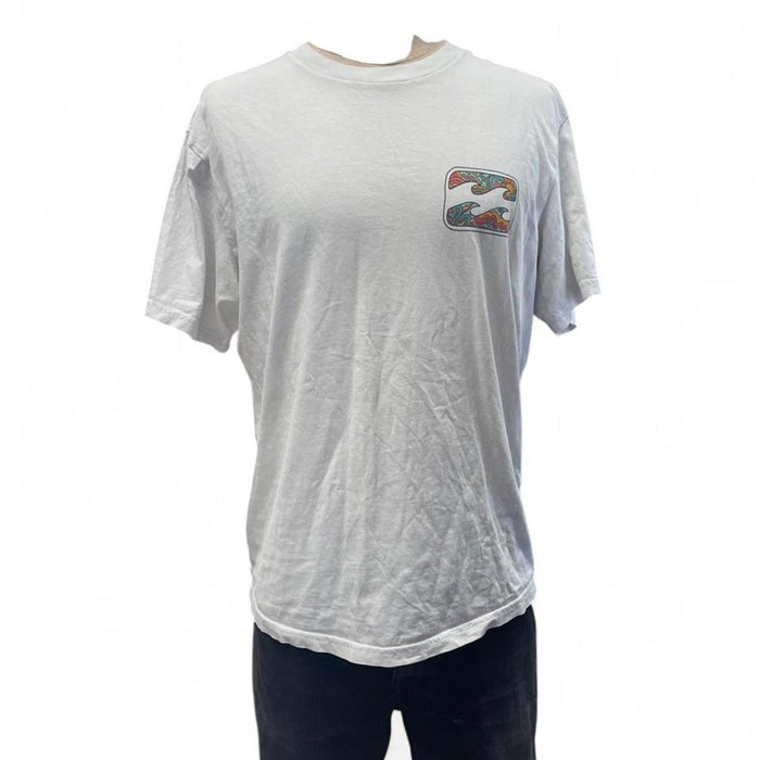 Billabong white tee with multicolored