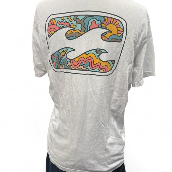 Billabong white tee with multicolored