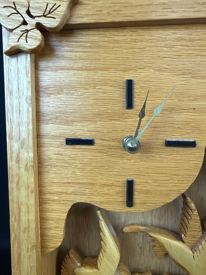 Birds and Flowers Wood Wall Clock