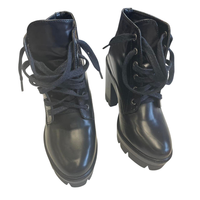 Black leather ankle boots