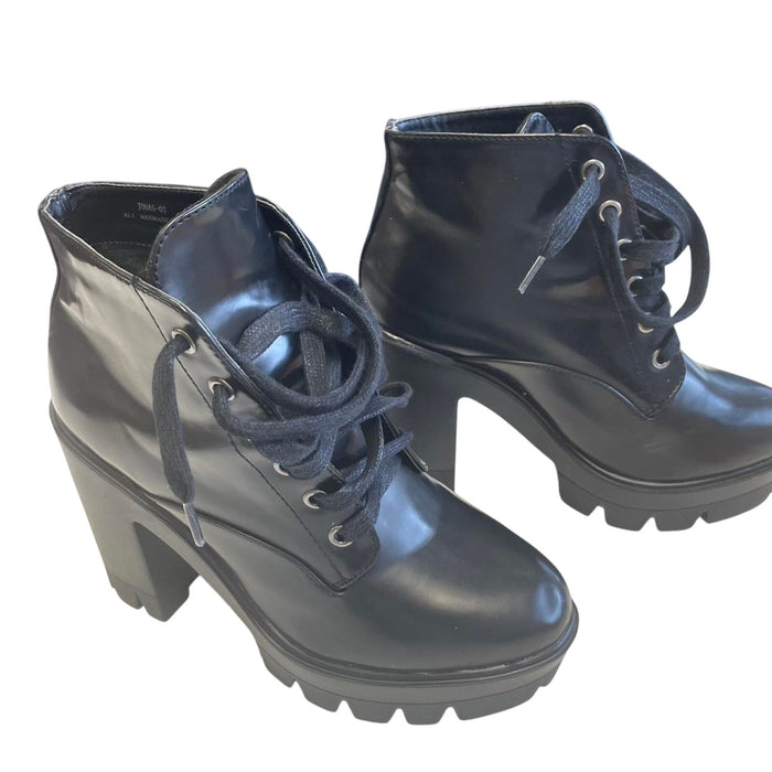 Black leather ankle boots