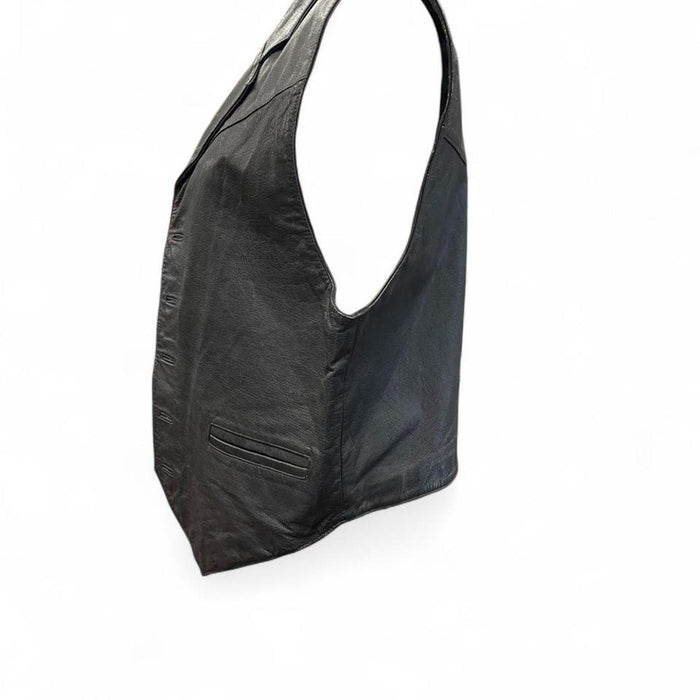 Black leather vest