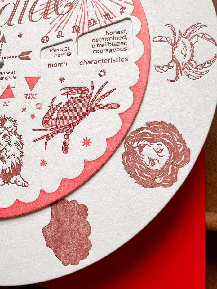 Blackbird Letterpress - Zodiac spinner / volvelle