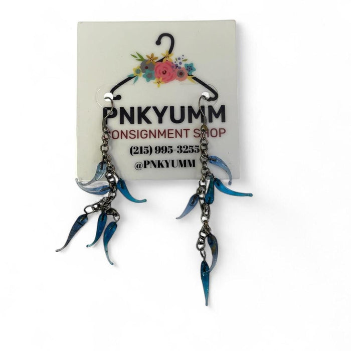 Blue and black flower earrings