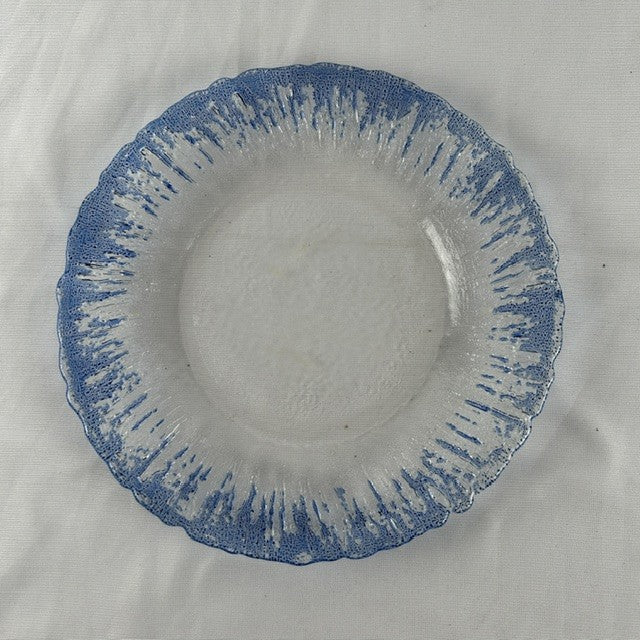 Blue glass serving dish