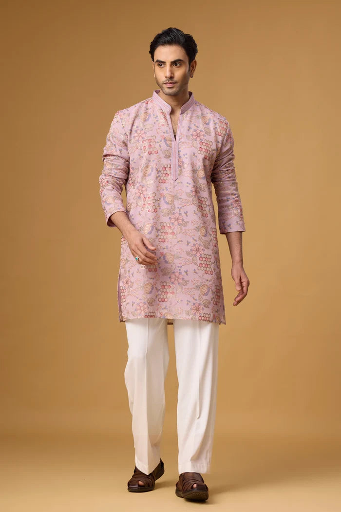 Floral Brocade Kurta for Men – Haldi & Engagement Wear | Mahavir NX