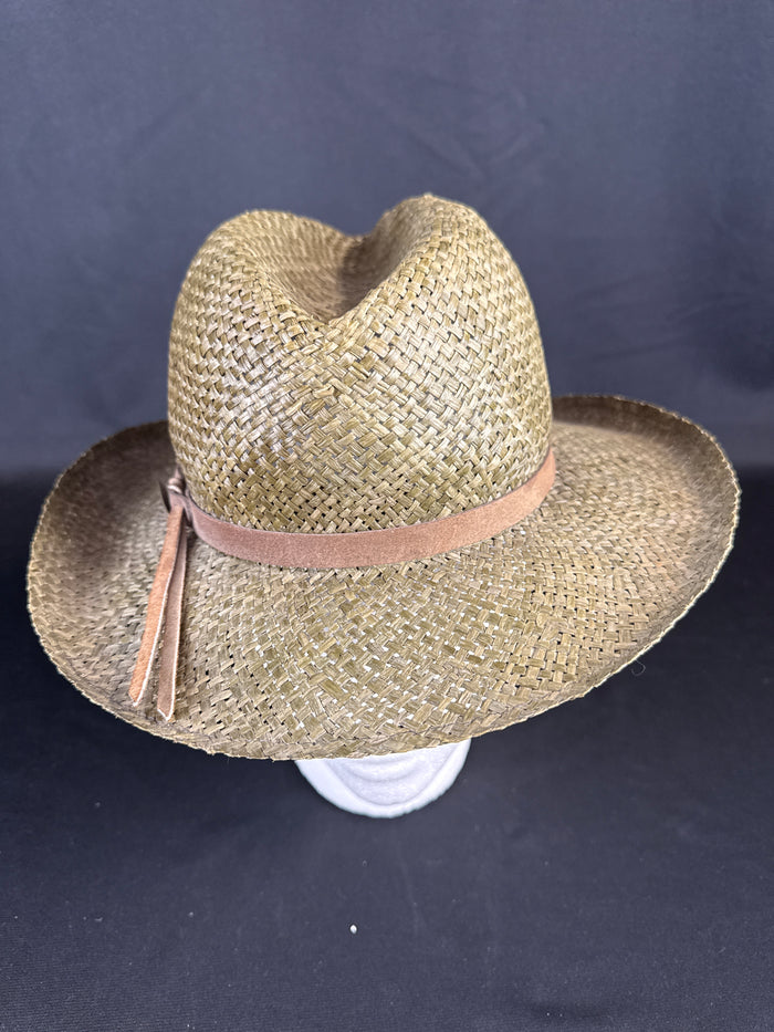 Borsalino Geniune Raffia Panama-Style Hat Olive S