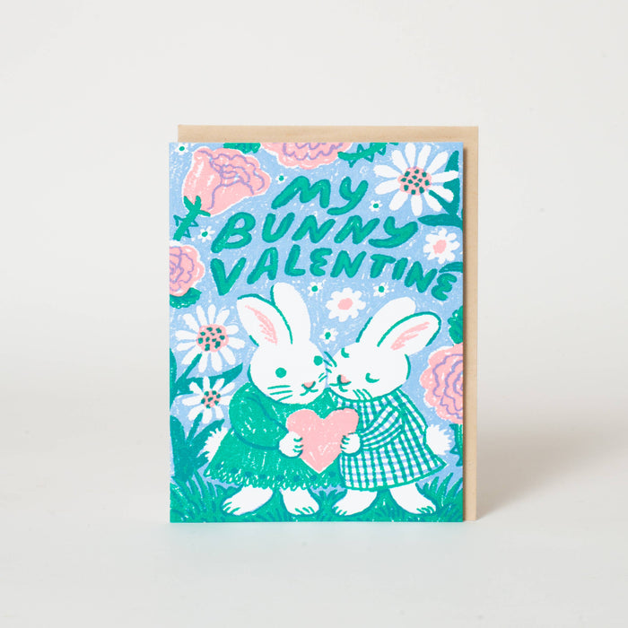 Bunny Valentine Letterpress Greeting Card by Phoebe Wahl: Paper tab