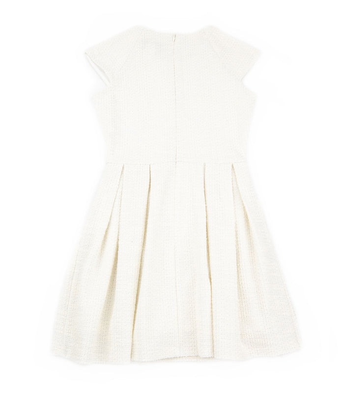 By Debra Girls Ali Ivory Boucle Cap Sleeve Box Pleat Dress Girls Special Dresses By Debra