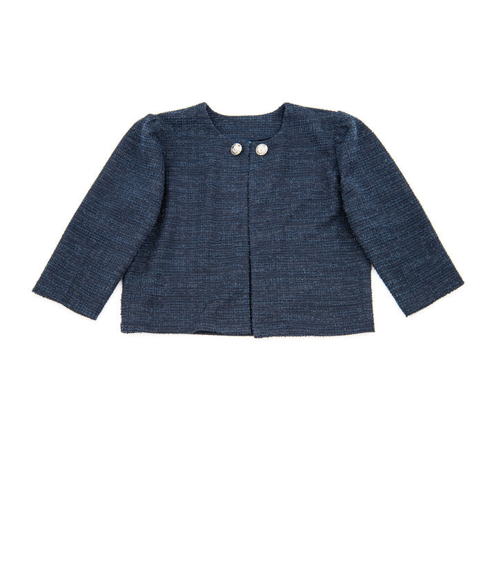 By Debra Girls Jackie Navy Boucle Jacket Girls Special Tops By Debra Navy Y/XS (6X)