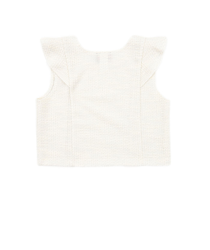 By Debra Girls Leah Ivory Boucle Flutter Sleeve Top Distressed/seasonal girls By Debra