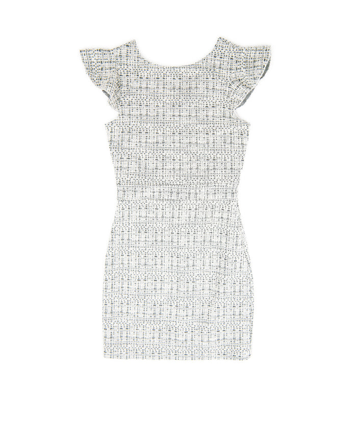 By Debra Girls Milly Black/White New Boucle Flutter Sleeve Sheath Dress Girls Special Dresses By Debra Black/White Y/XS (6X)