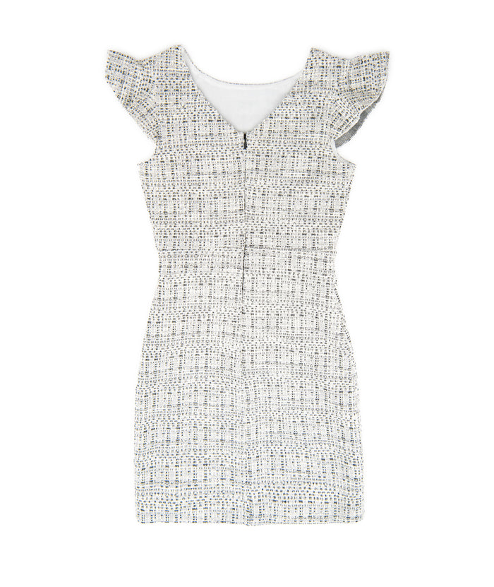 By Debra Girls Milly Black/White New Boucle Flutter Sleeve Sheath Dress Girls Special Dresses By Debra