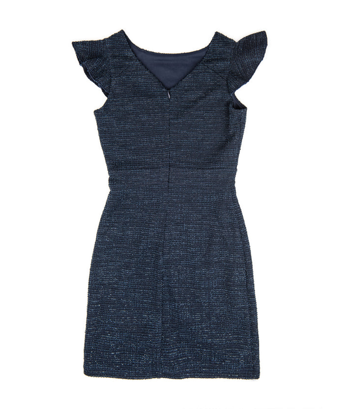 By Debra Girls Milly Navy Boucle Flutter Sleeve Sheath Dress Girls Special Dresses By Debra