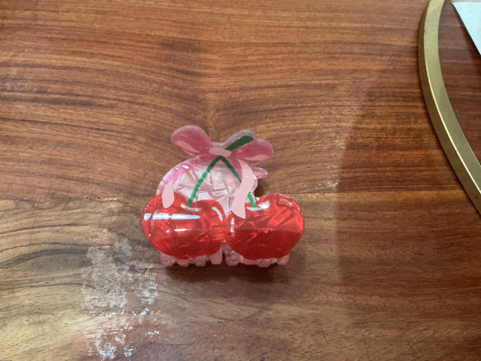 Cherry Bow Claw Clip