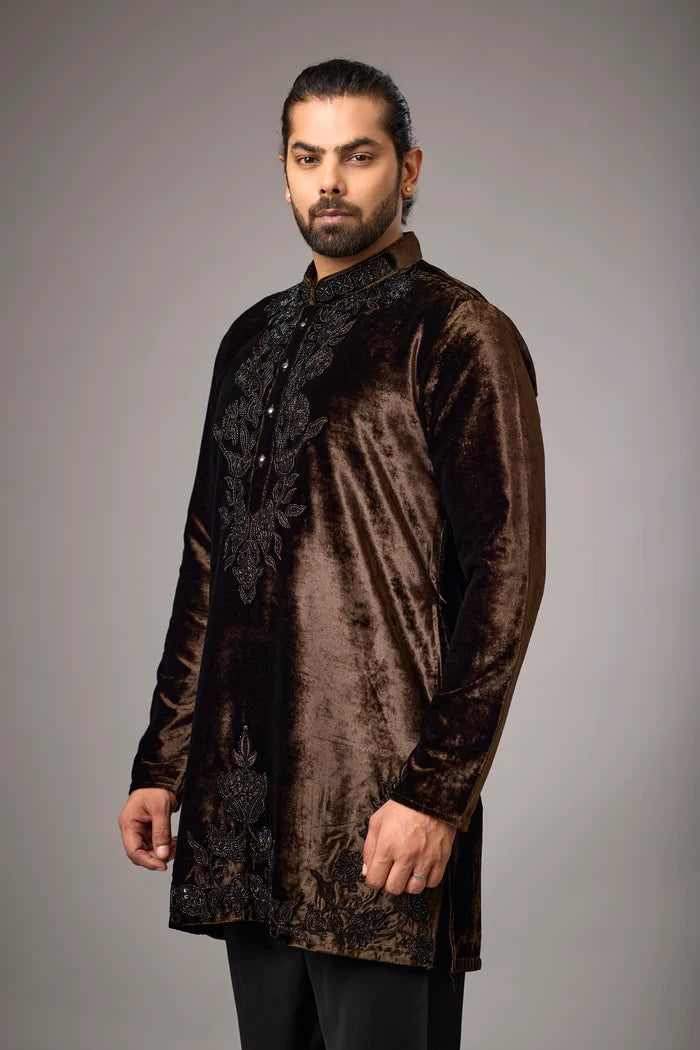 Lustrous Tonal Embroidered Kurta – Evening Wedding & Reception Wear | Mahavir NX