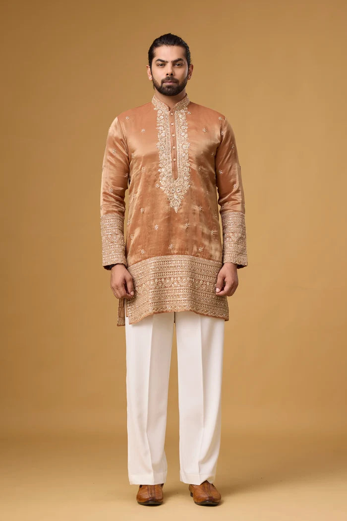 Copper Royale Embroidered Kurta Set for Men | Mahavir NX