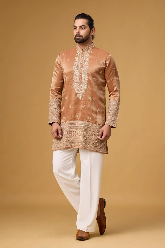 Copper Embroidered Hem Border Kurta Set – Party Wear | Mahavir NX
